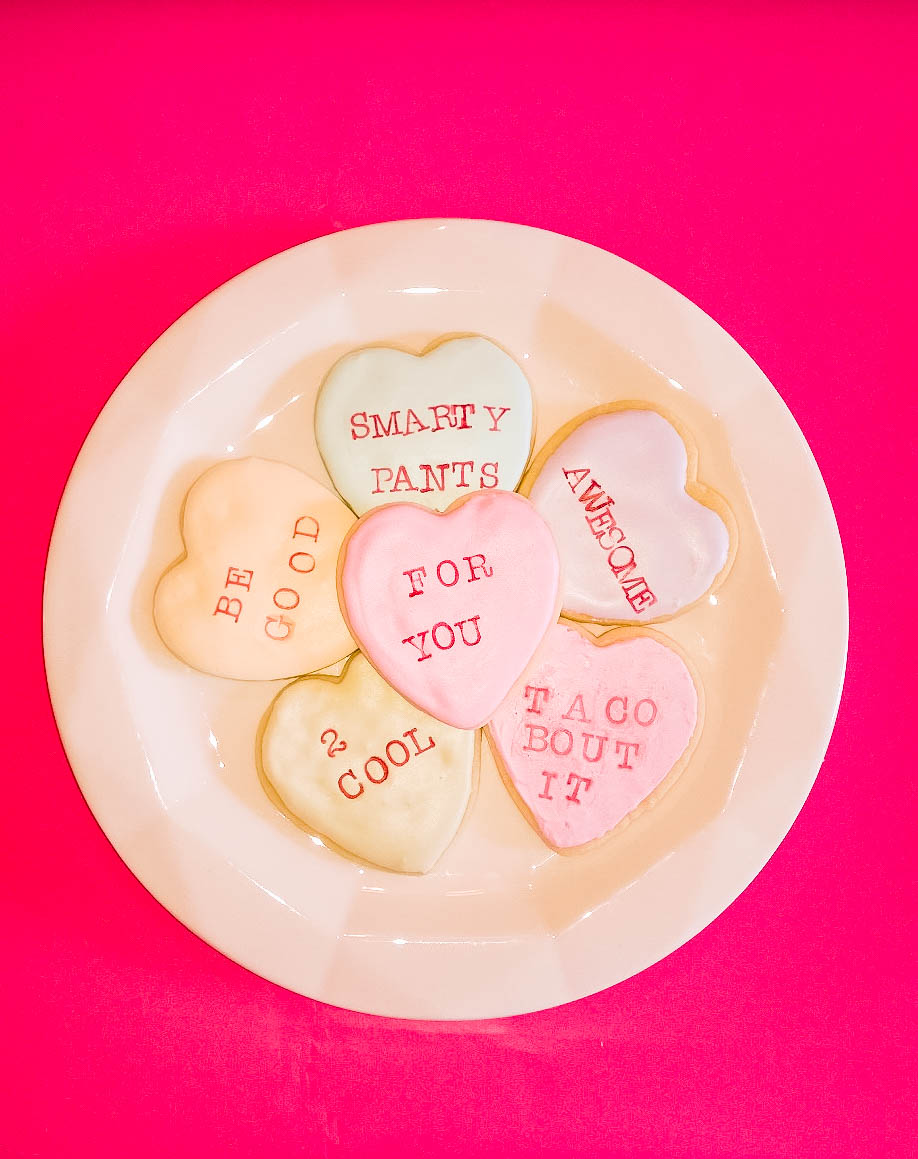 conversation heart cookies