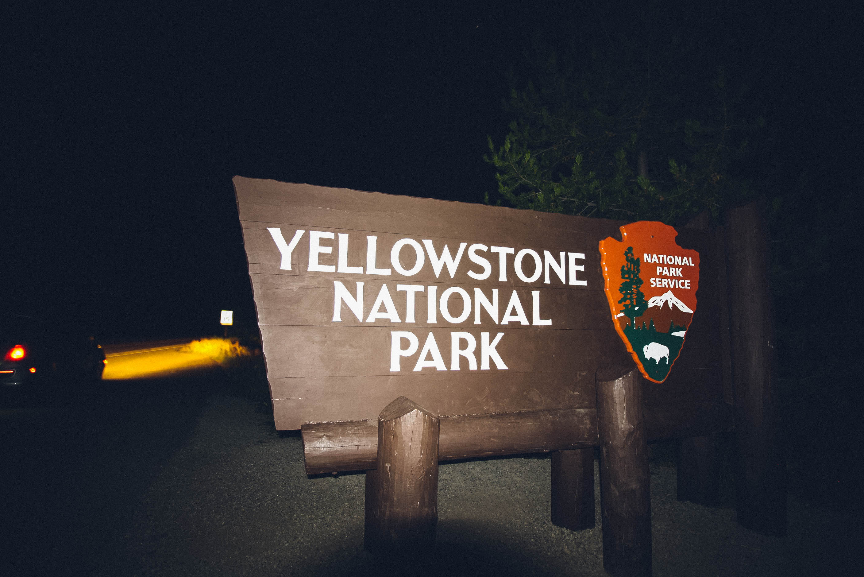 Late night arrival in Yellowstone National Park