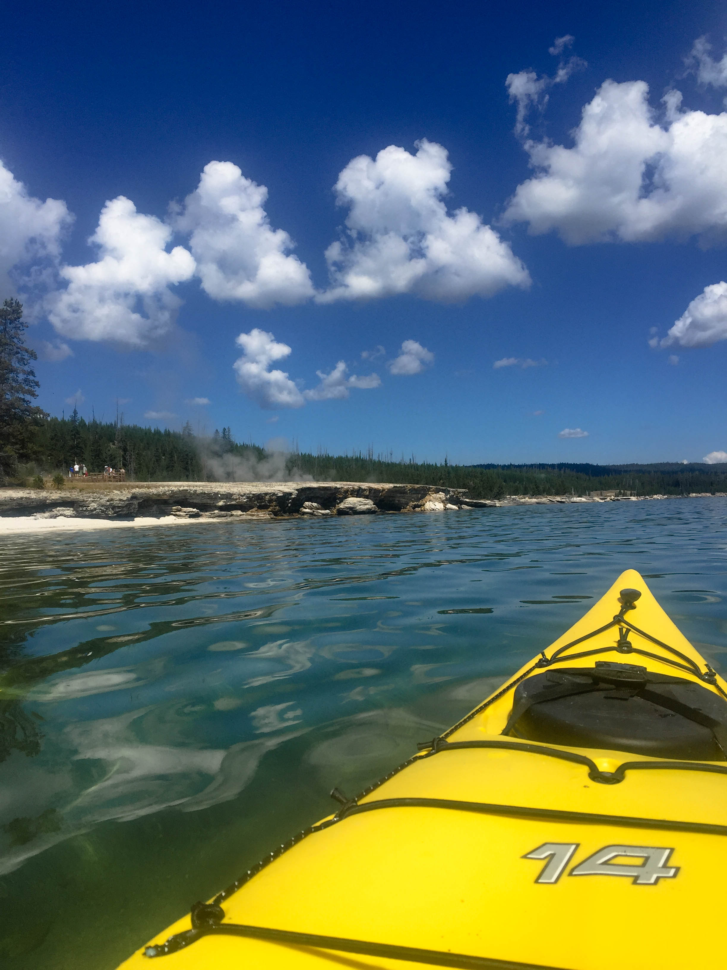 Kayak Thumb River Geyser Basin in Yellowstone National Park