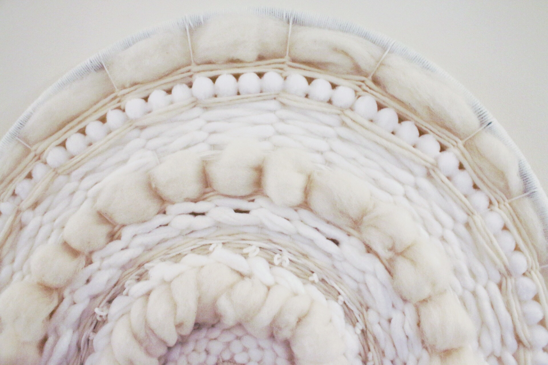 Circle Hoop Weaving with Pom Pom Garland and Wool Roving DIY