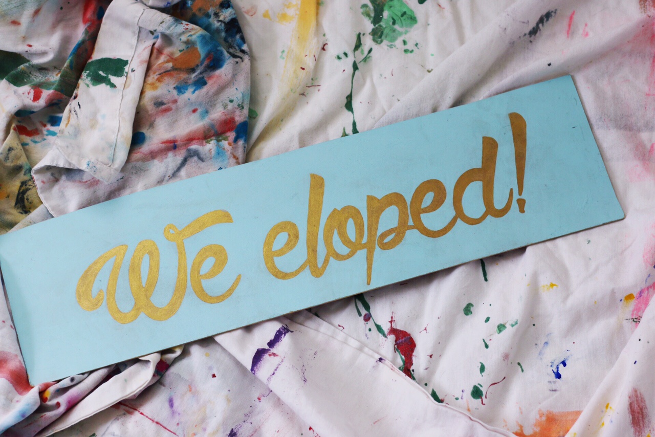 We eloped sign mid century theme