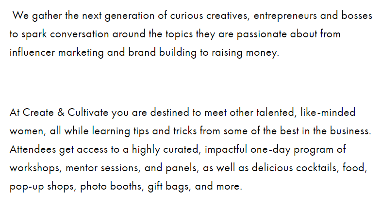 What is create and cultivate NYC?