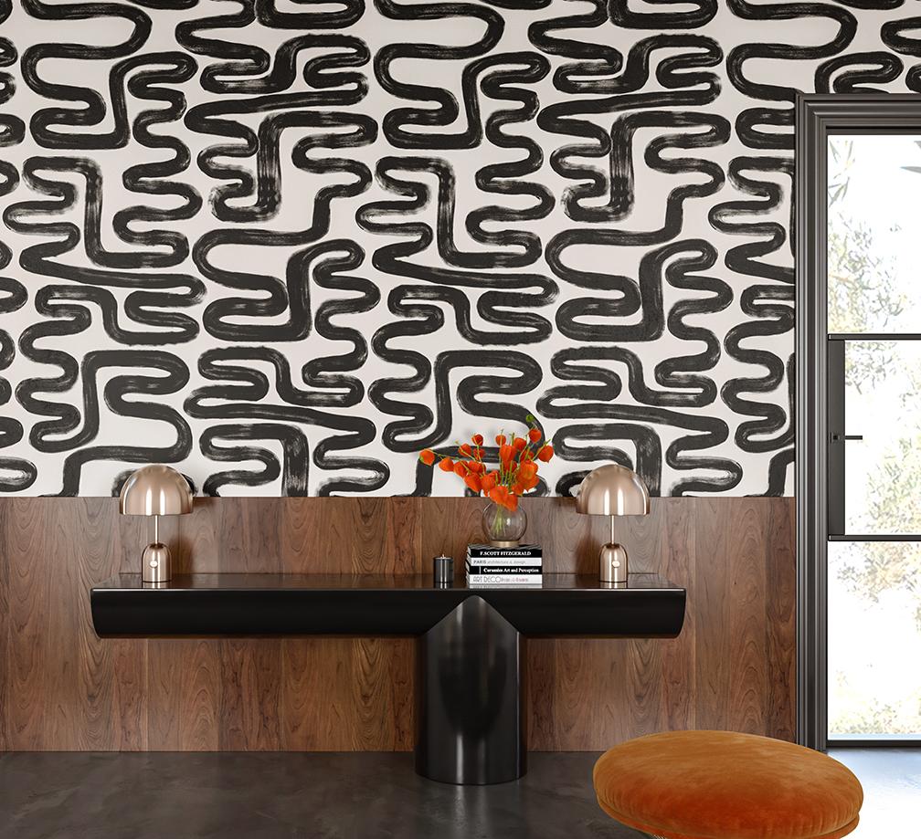 black white brushstroke wallpaper lines